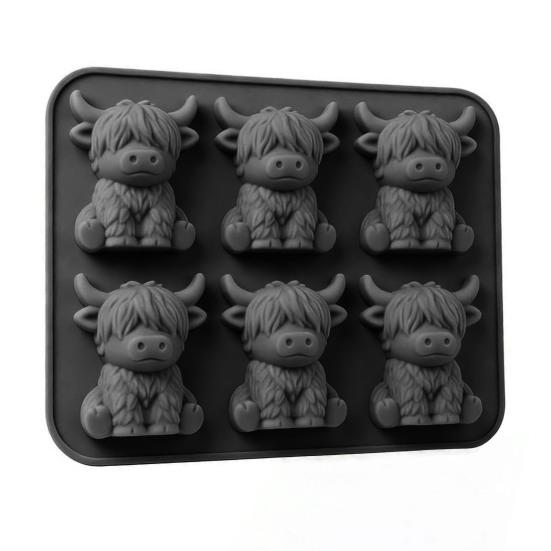 1/2Pcs Ice Cube Mold Mini Highland Cow Food Grade Silicone Reusable Ice Cube Tray Easy To Demold Ice Cube Maker Kitchen Tool