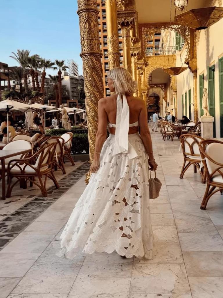 Rochie Sexy Europeană și Americană pentru Femei, cu Dantelă, cu Spatele Gol și Croșetată