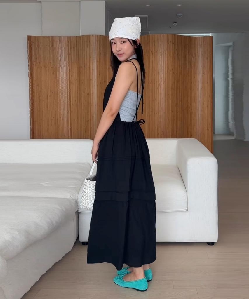 Anout Detachable Cotton Maxi Dress Black