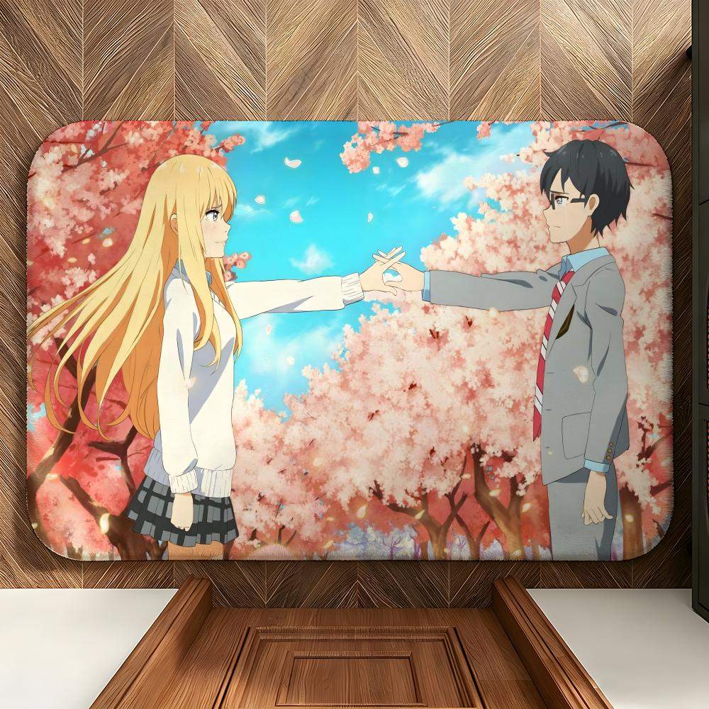 Anime Y-Your Lie In A-April Floor Mat Soft Flannel Floor Mat Suitable for Entryways, Living Rooms, Bedrooms, and Bathrooms