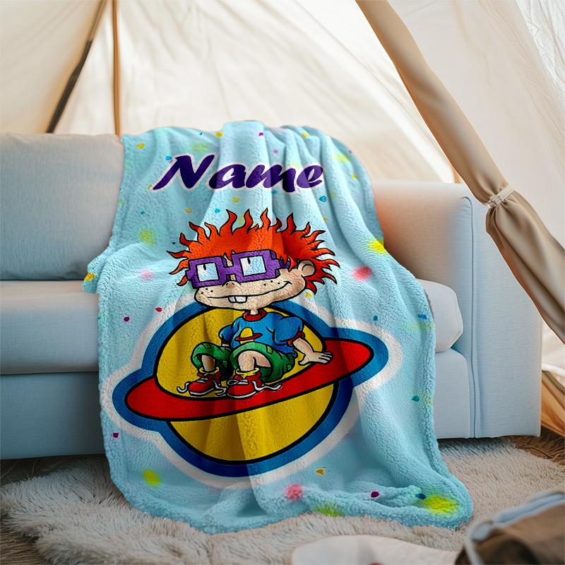 Personalized Custom Name Blanket - Rugrats Print Design,Blanket for Sofa,Bed,Travel,Camping - Soft and Warm, Great Gift
