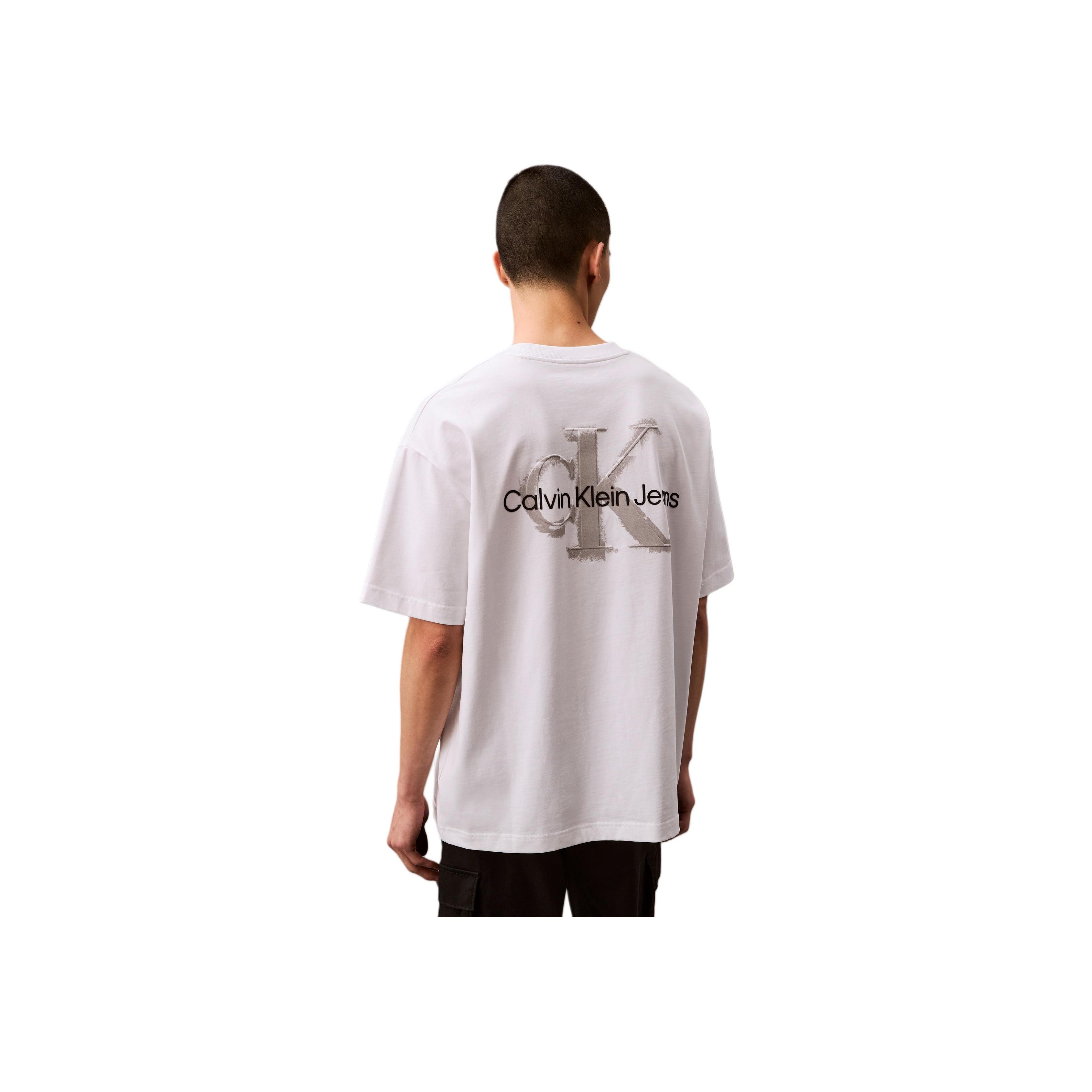

Calvin Klein Расслабленная спина Тисненый логотип Буква Минималистичная футболка с круглым вырезом Граффити с коротким рукавом Мужские футболки Ярко-белый 4RAB806-YAA XL