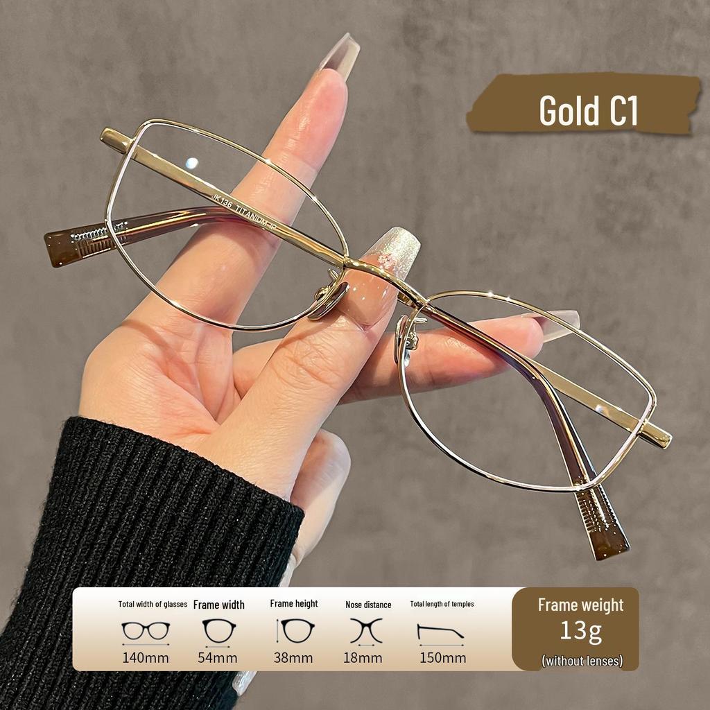 Damen Ultra-Leichte Brille mit Silberrahmen für Kurzsichtigkeit - Reines Titan, Blaulichtfilter, Rundes Gesicht Design