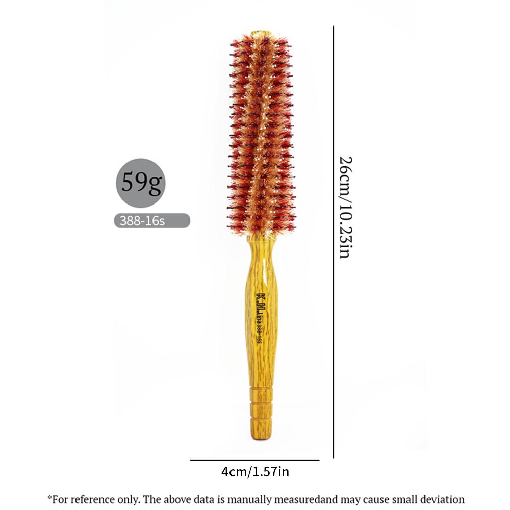 Natural Wooden Bristle Hair Round Brush Hair Roller Brush Hairdressing Anti Static Professional Barber Hair Comb Styling Tools