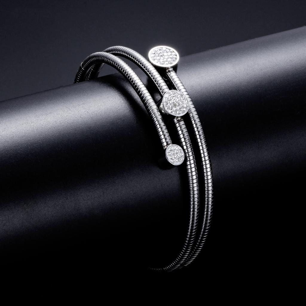 Nowa moda prosta inkrustowana cyrkonia Sanyuan Bevel tytanowa stalowa bransoletka z łańcuszkiem w kształcie kości węża dla kobiet