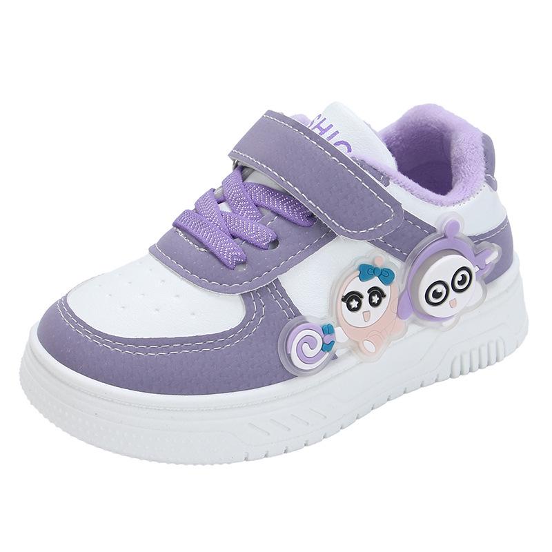 

Cartoon Cute Low-Top Skate Shoes for Toddlers: Fleece-Lined, Cotton-Padded Casual Walking Shoes. Size 20, Inner Length 13.5CM фіолетовий