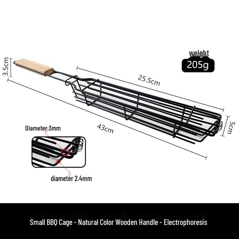 

Folding Wooden Handle Grill Basket - Ideal for Hot Dogs, Sausages, and Vegetables