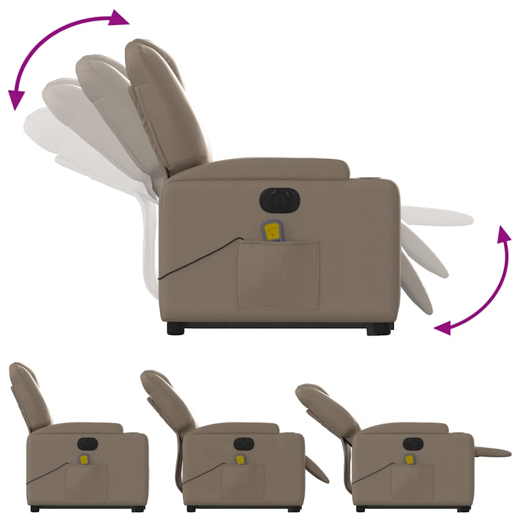 Electric Massage Recliner with Rising Function Cappuccino Artificial Leather