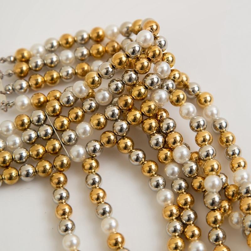 Handgefertigte Perlen Halskette Luxuriöser Halsreif Vintage Quasten Kragen Schmuck Elegante Perlen Schulterkette Handbestickt