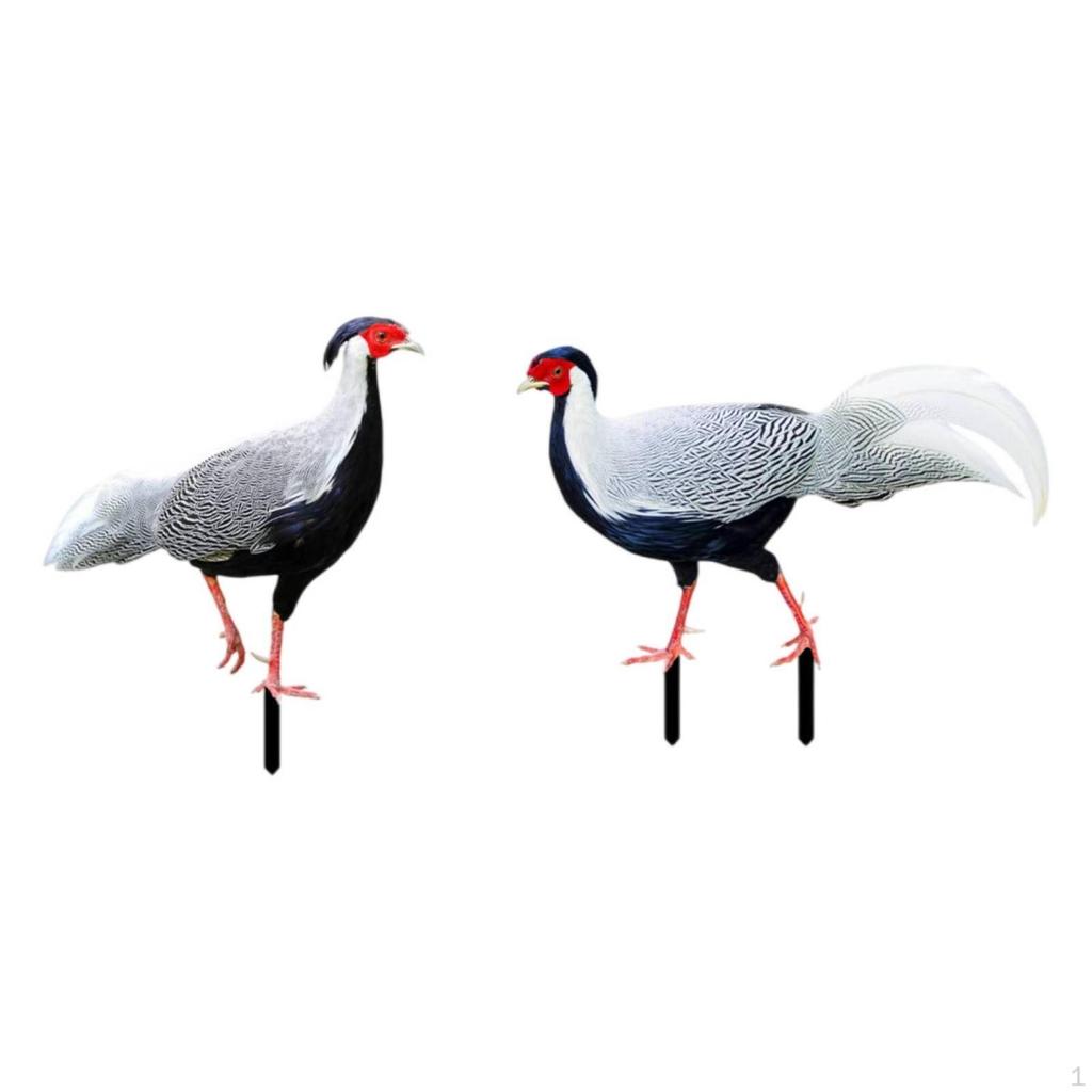 2 Stück Vogeldekorationen mit Erdspießen Bedruckte Acryl-Umrisse Einfach zu verwendende Silhouette