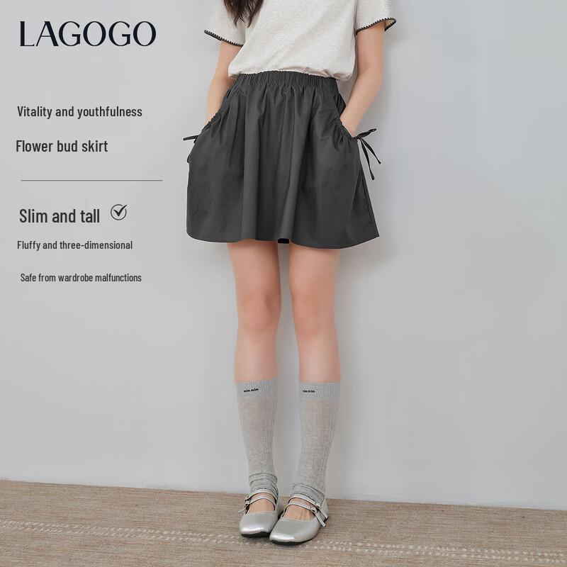 LAGOGO Women s Lyocell High-Waist A-Line Skirt M