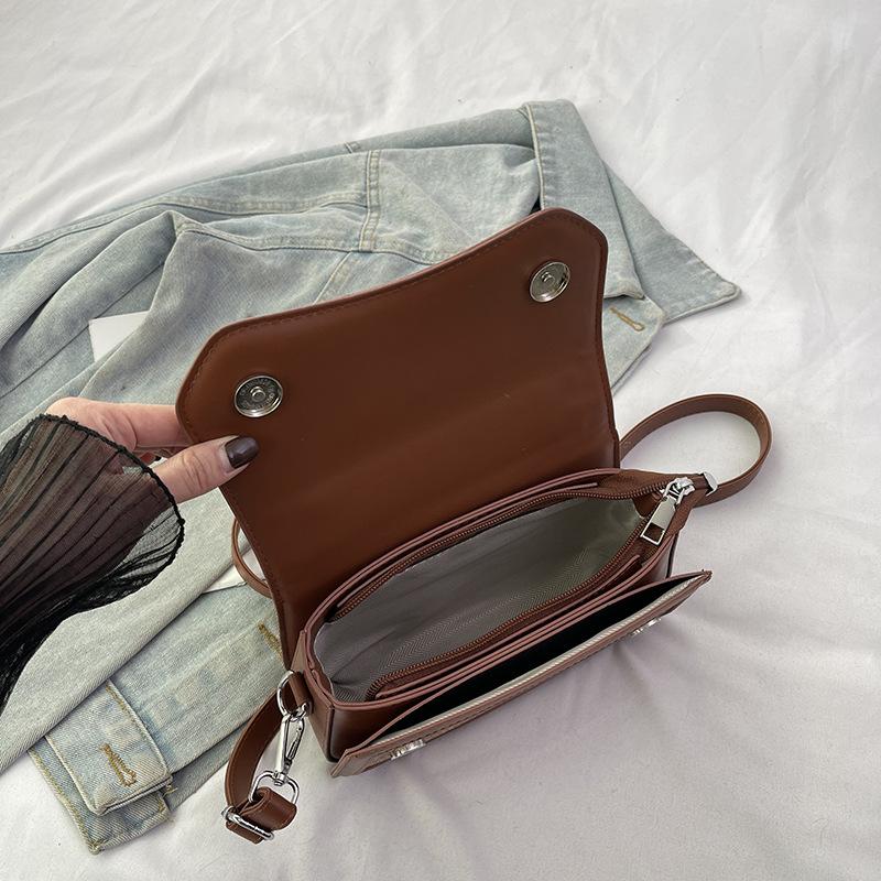 New Fashion Silk Scarf Contrasting Color Saddle Bag Versatile Portable Shoulder Crossbody Trendy Women's Bag