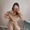Women's Black White Zip-Up Track Suit Set with Wide Leg Pants, Casual Sportswear Two Piece Outfit