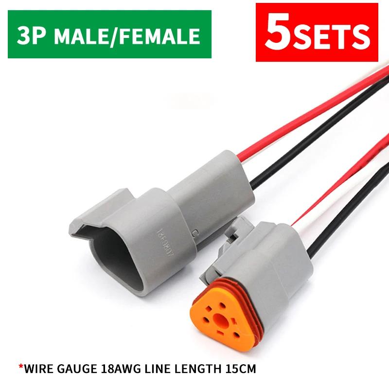5 Sets Deutsch DT connector with 15cm Wiring harness DT06-2S/DT04-2P 2P 3P 4P 6P 8P 12P waterproof electrical connector
