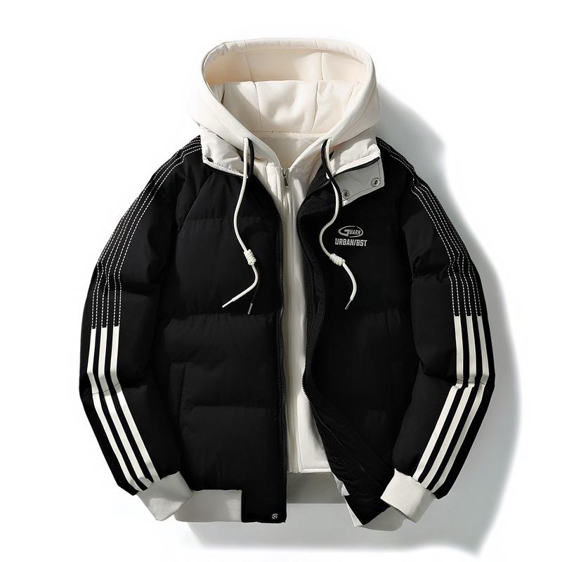 

Мужская новая зимняя толстовка с капюшоном, модная брендовая, с цветовой блокировкой, утепленная бархатным хлопком, повседневная куртка M