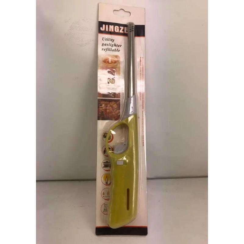 Butanlighter Påfyllbar Flerbruks for Kjøkken Peis Pilotlys Grillovn Plast Stearinlys Tennere Farge Tilfeldig