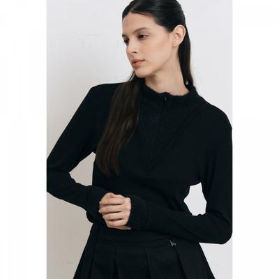 Two Way Fur KniT T shirT Black
