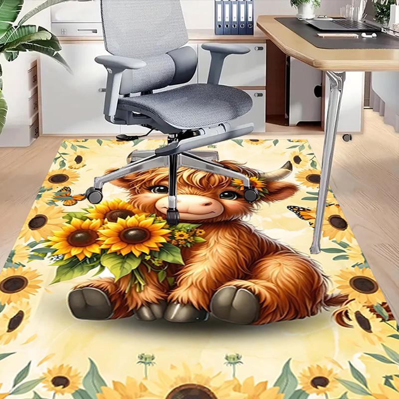 1PC cowflower Extra Large Non Slip Floor carpet, Office, family, bedroom, Studio Large Area Rug Indoor Rugs, Vibrant Colors