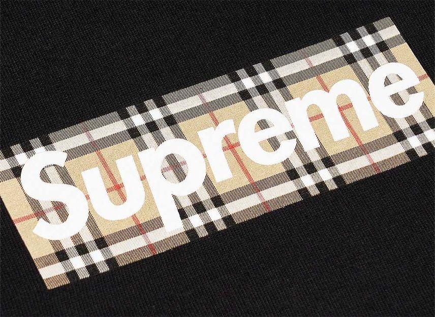 Supreme Burberry Box Logo Tee Black