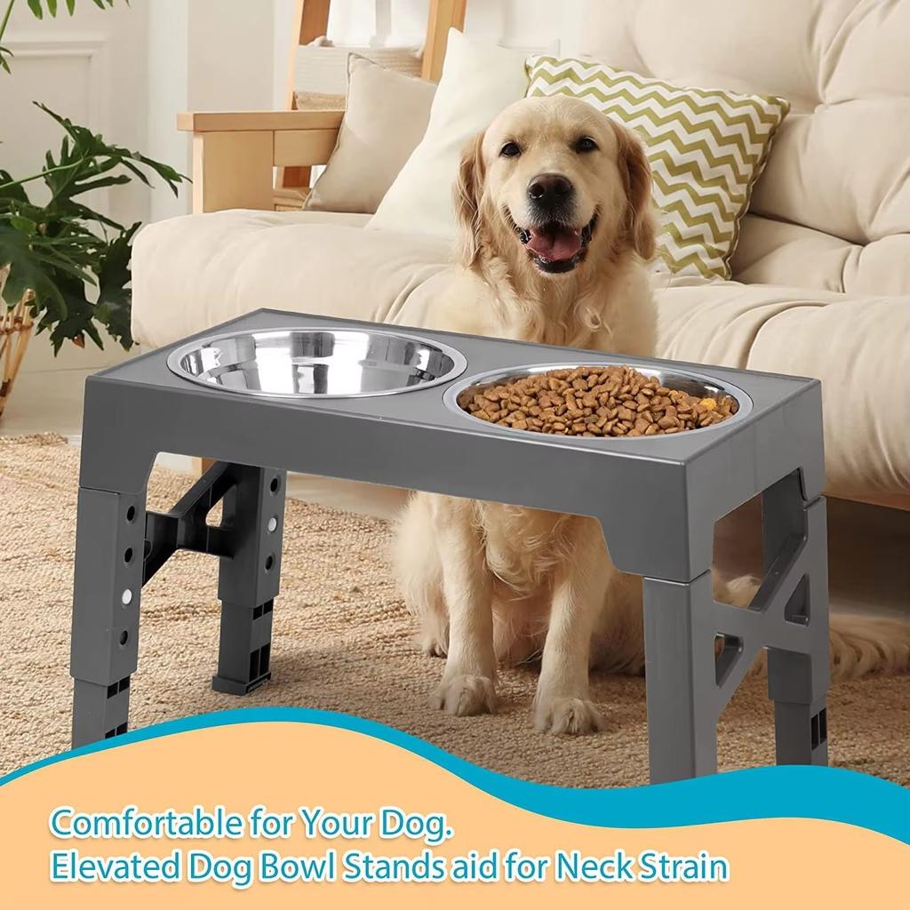 Adjustable Stainless Steel Pet Bowls Lovely Portable Dog Cat Feeders Replaceable Slower Feeder Float Water Bowl Elevated Stand