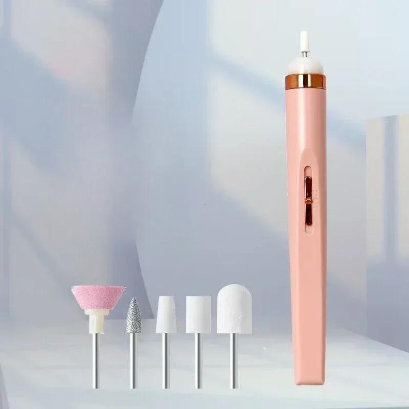 Nail Polishing Machine Electric Nail Grinder With Light Portable Mini Electric Manicure Art Pen Tools With Bag For Gel Removing