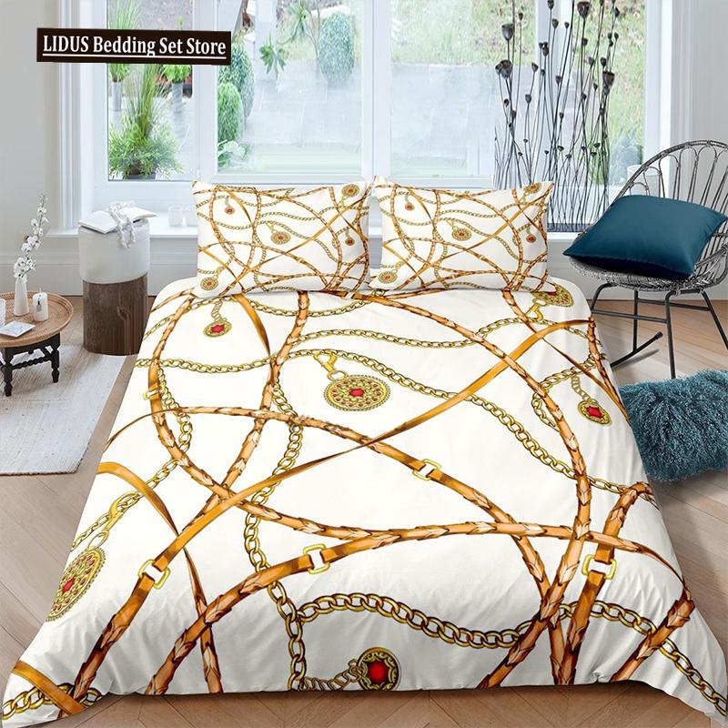 Luxury Baroque Modern Art 3D Golden Lion Print Duvet Cover Set 2/3 Pcs Pillowcase Bedding Set AU/EU/UK/US Queen And King Size