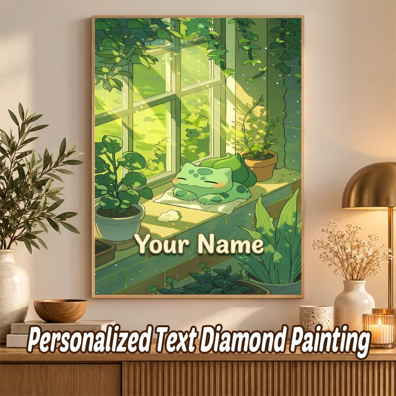 Bulbasaur Custom Name Diamond Painting Personalized 5D Full Drill DIY Diamond Art Home Decor