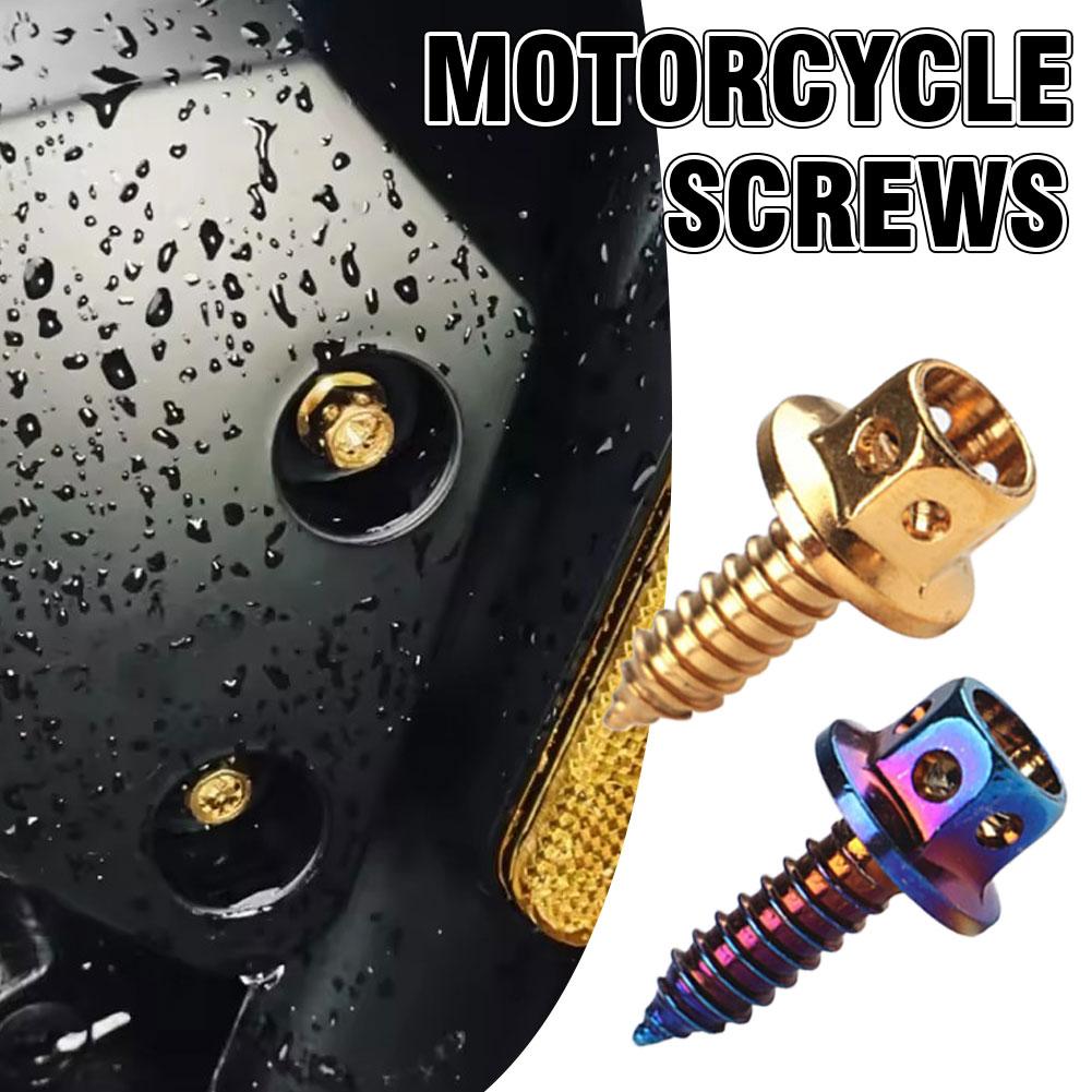 Motorcycle Screws Electroplated Hollow Hexagonal Self-Tapping Modification Bike Fasteners Rearview Heightening Mirror Acces I0C7