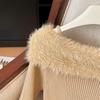 Chic French One-Shoulder Flare Sleeve Sweater Camisole for Women - Slim Fit Fuzzy Autumn/Winter Base Layer.