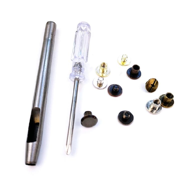 Pacote com 100 Parafusos Chicago M5x4mm Resistentes de Liga de Zinco Rebites para Encadernação para Bolsas de Couro Livros Golas Uso Fosco