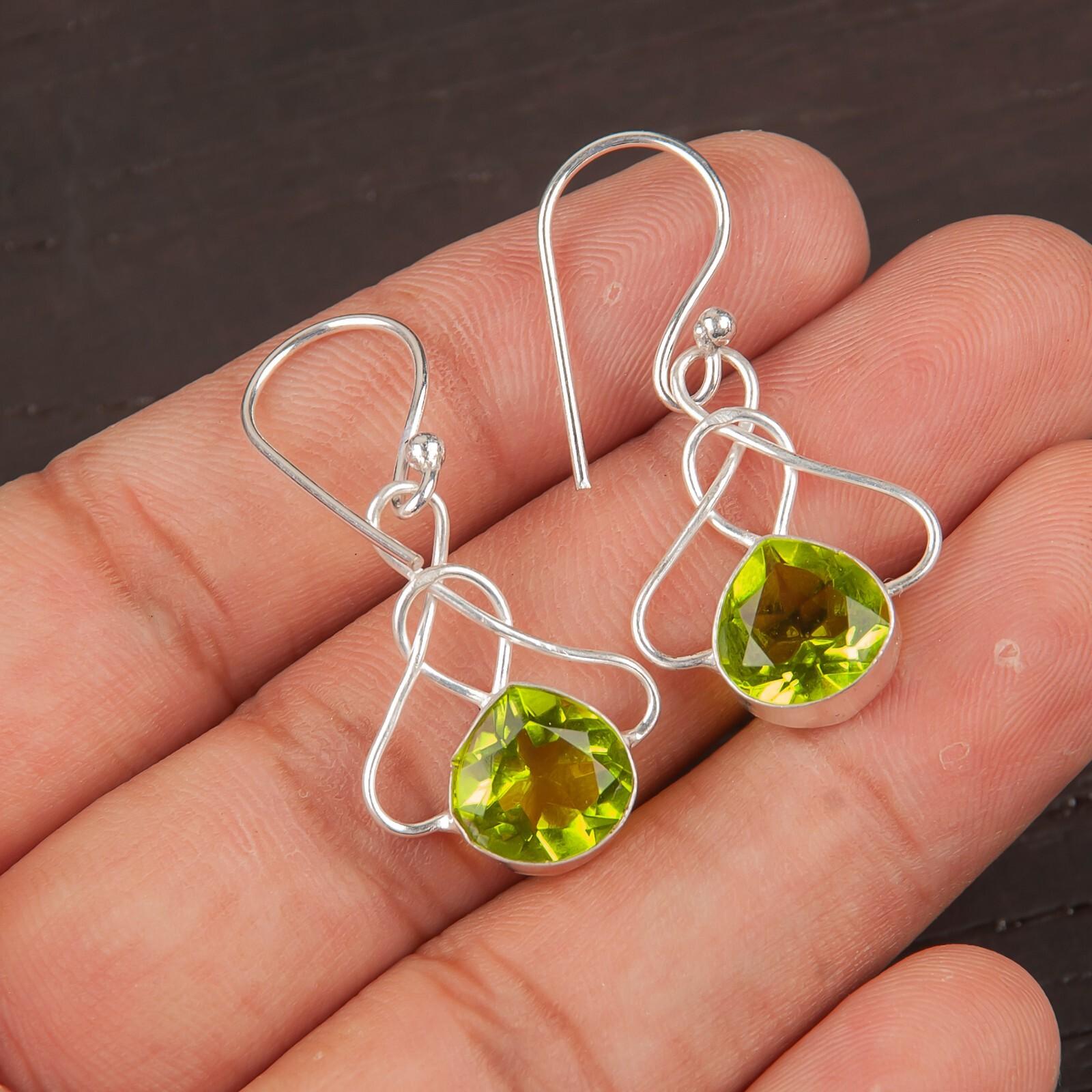 

Peridot Gemstone 925 Stamped Silver Jewelry Handmade Earrings 1.50 Gift For Her EE-2-2
