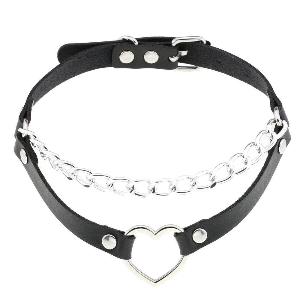 DIEZI Punk Black Lace Leather Choker Torques Necklace For Women Men Harajuku Gothic Sexy Cirle Heart Collar Necklace Jewelry