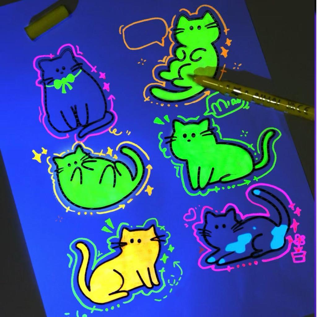 6Pcs Luminous Highlighter Pens Glow In the Dark Markers Fluorescent Pen for Art Drawing Painting Creative DIY Craft