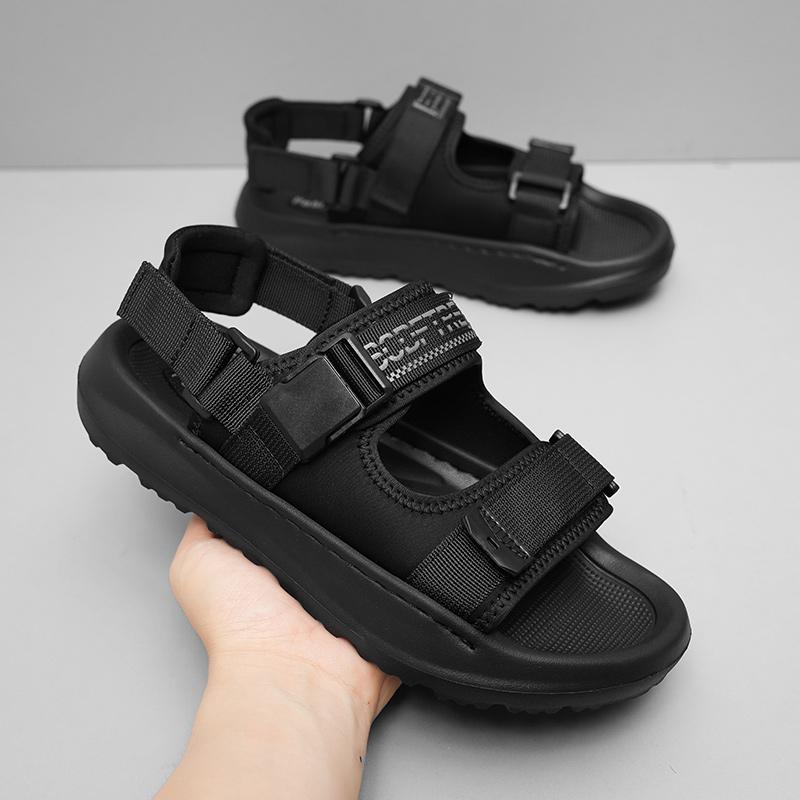 

Brand Hot Sale Mens Sandals Leather Soft Flats Comfortable Casual Sandals Summer Outdoor Breathable Beach Vacation Shoes 45 чёрный