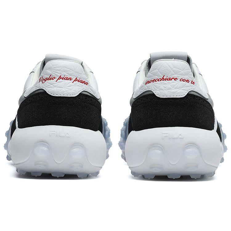 FILA Icona Gara Leather Round Toe Lace-Up Low-Top Casual Shoes Men sneaker Black White F12M223107FWA(S-BOX)