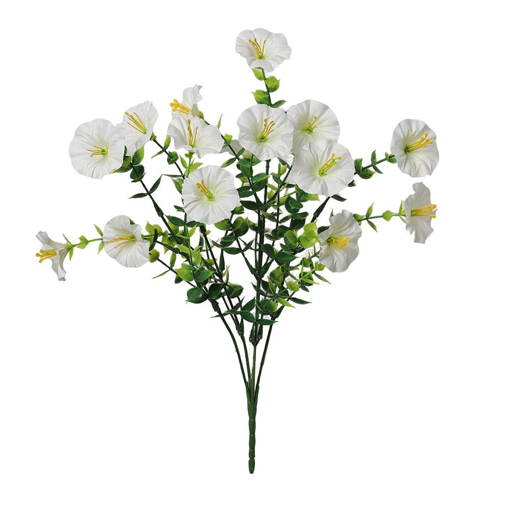 4Bundles Artificial Flowers Fake Silk Morning Glory Flower Eucalyptus Plants UV Resistant Garden Summer House Outdoor Decoration 4Pcs белый