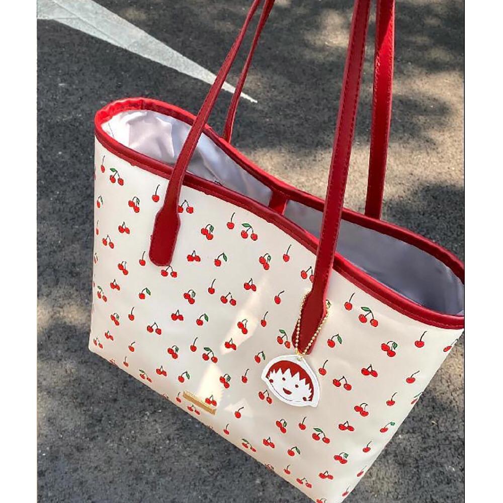 

Cherry Print Tote Bag Purse Women New Harajuku Aesthetic Large Capacity Handbag Female Retro Sweet Y2k Shoulder Bags Wallets бежевый