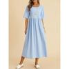 Women's Fashion Summer Spring Solid Color Print 1/2 Sleeves O-Neck High Waist Casual Dresses