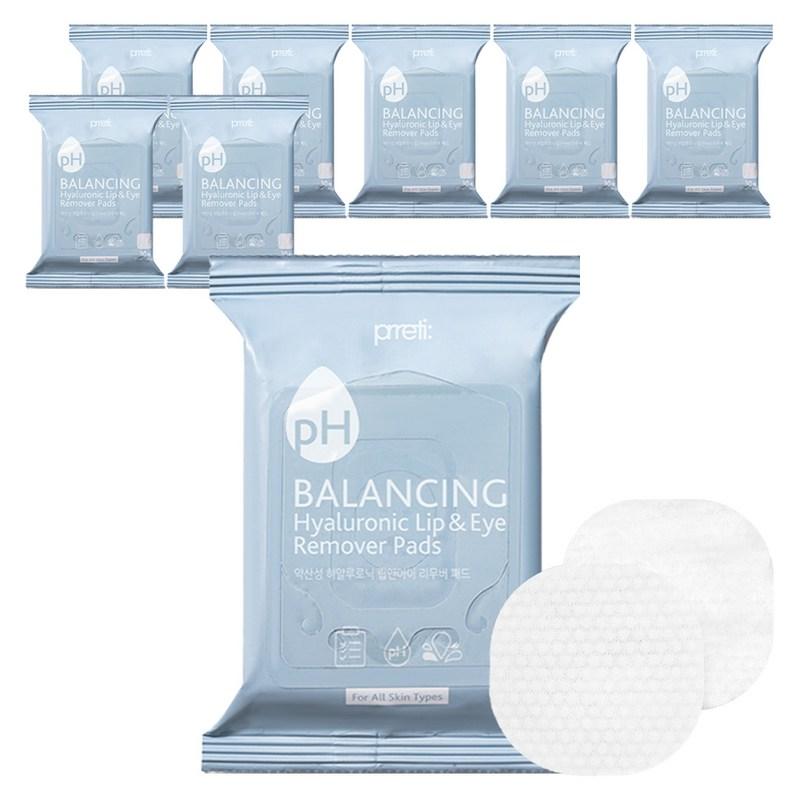 Pretti Mildly Acidic Hyaluronic Lip & Eye Remover Pads 30p, 55g, 8 Pcs