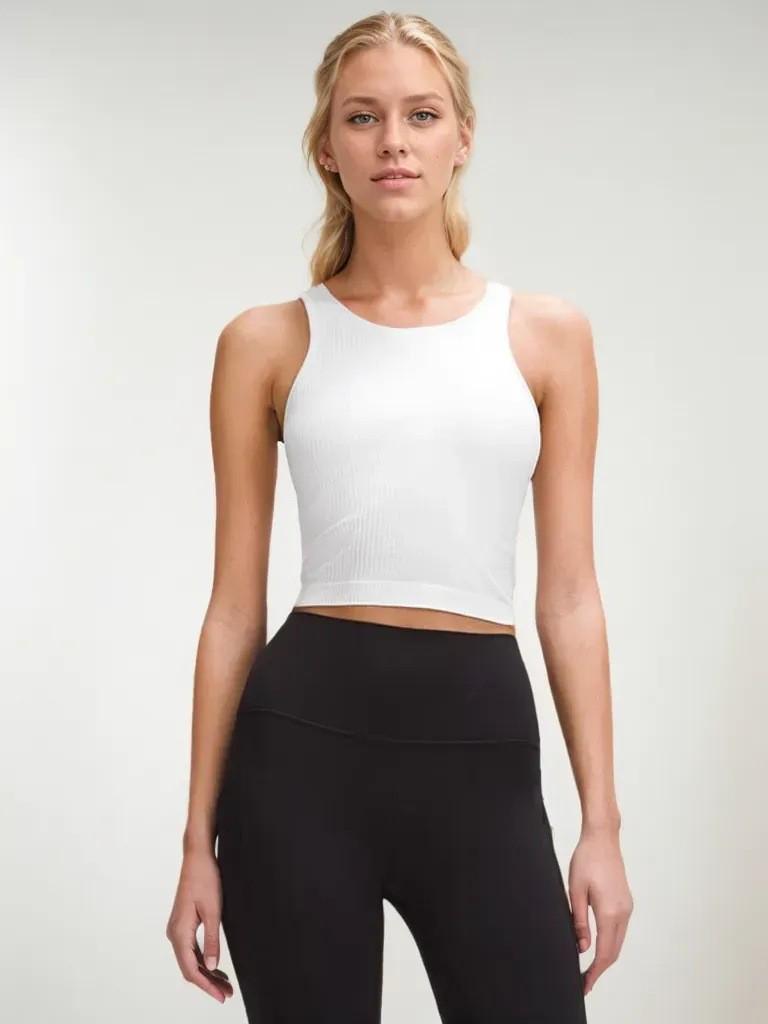 Women's Quick-Dry Breathable I-Shaped Yoga Vest with Chest Pad