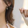 Gold-Tone Leaf Stud Earrings with Small Zircon - 2022 Trendy and Versatile Women's Fashion Accessory.