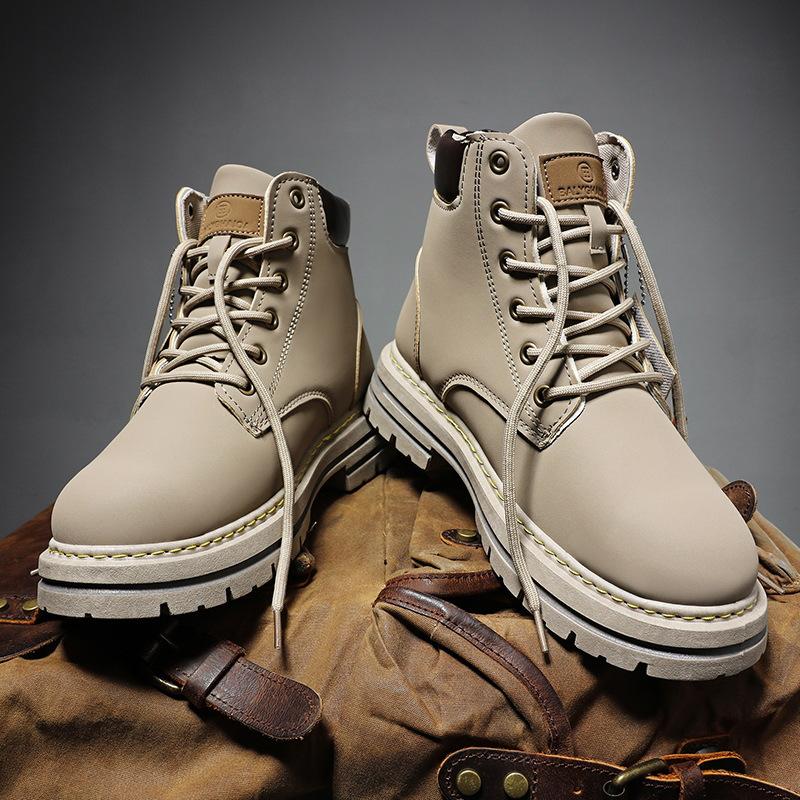 Men's 2025 Autumn Desert Combat Boots High Top Waterproof Work Shoes British Style Leather Outdoor Ankle Boots Comfortable