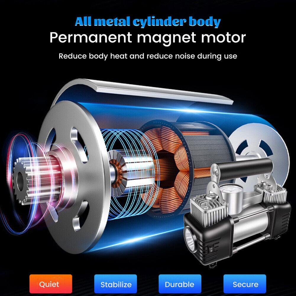 12V Portable Dual Cylinder Air Pump Heavy Duty Car Tire Inflator 150PSI Dual Cylinder Tire Inflator Electric Car Tyre Inflator