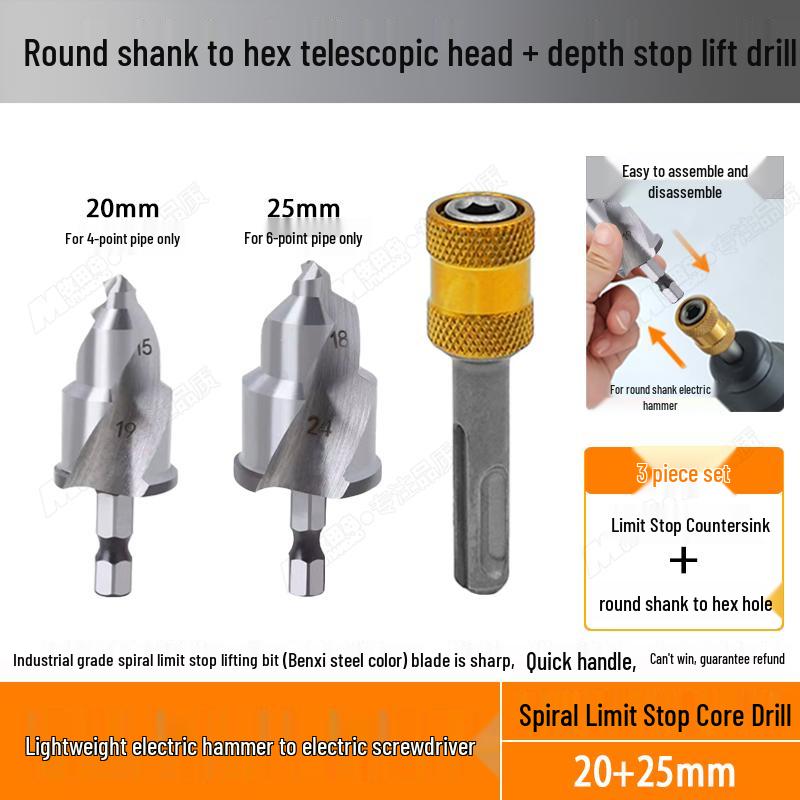 Hex Shank T-Handle Drill Bit and Pipe Reamer Hole Opener