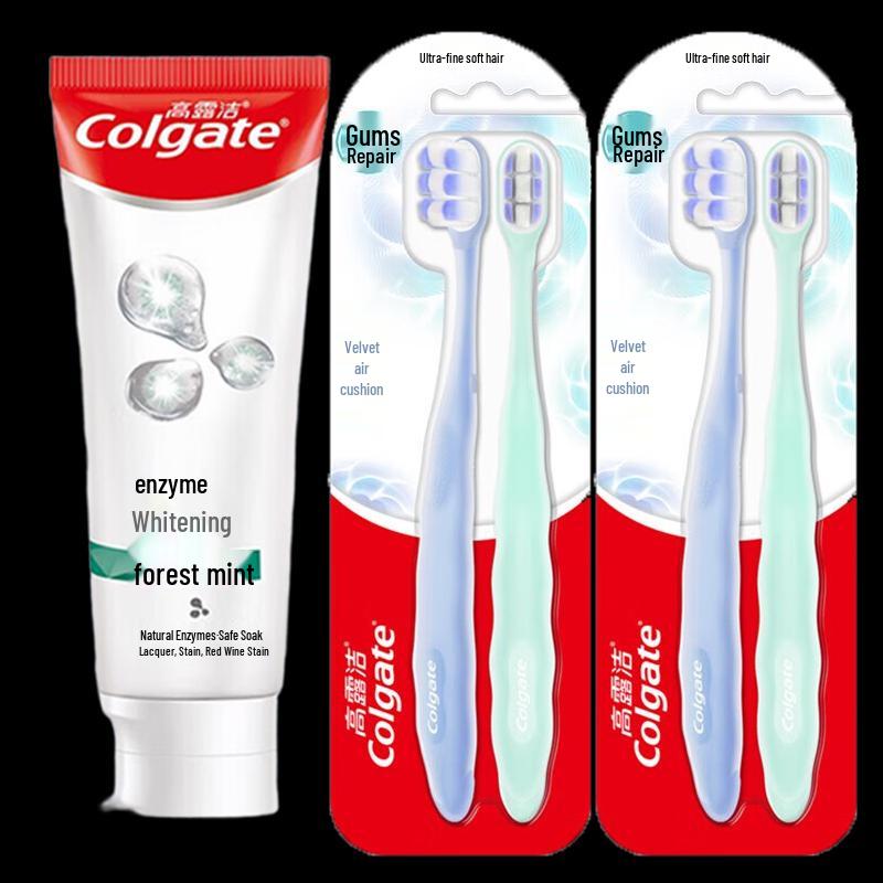 Colgate Deep Clean Forest Mint Whitening Toothpaste & 4 Velvet Cushion Toothbrushes Set