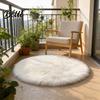 Versatile Round Carpet Color Machine Soft Bedroom Mat Plush Furry Floor Rug Solid Kids Room