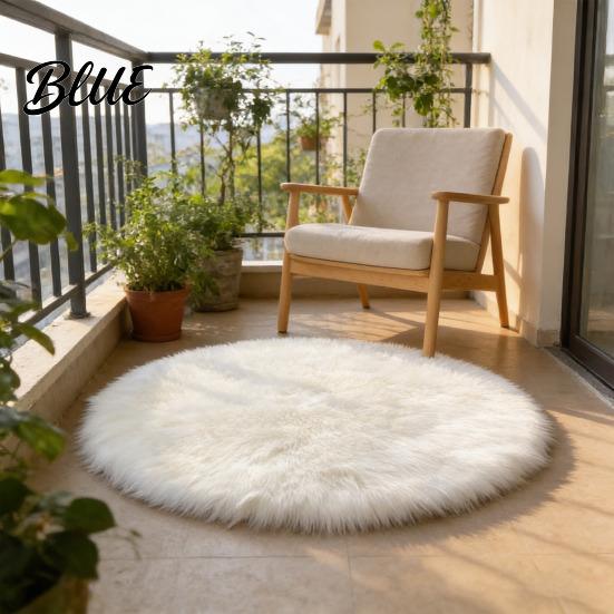 Versatile Round Carpet Color Machine Soft Bedroom Mat Plush Furry Floor Rug Solid Kids Room