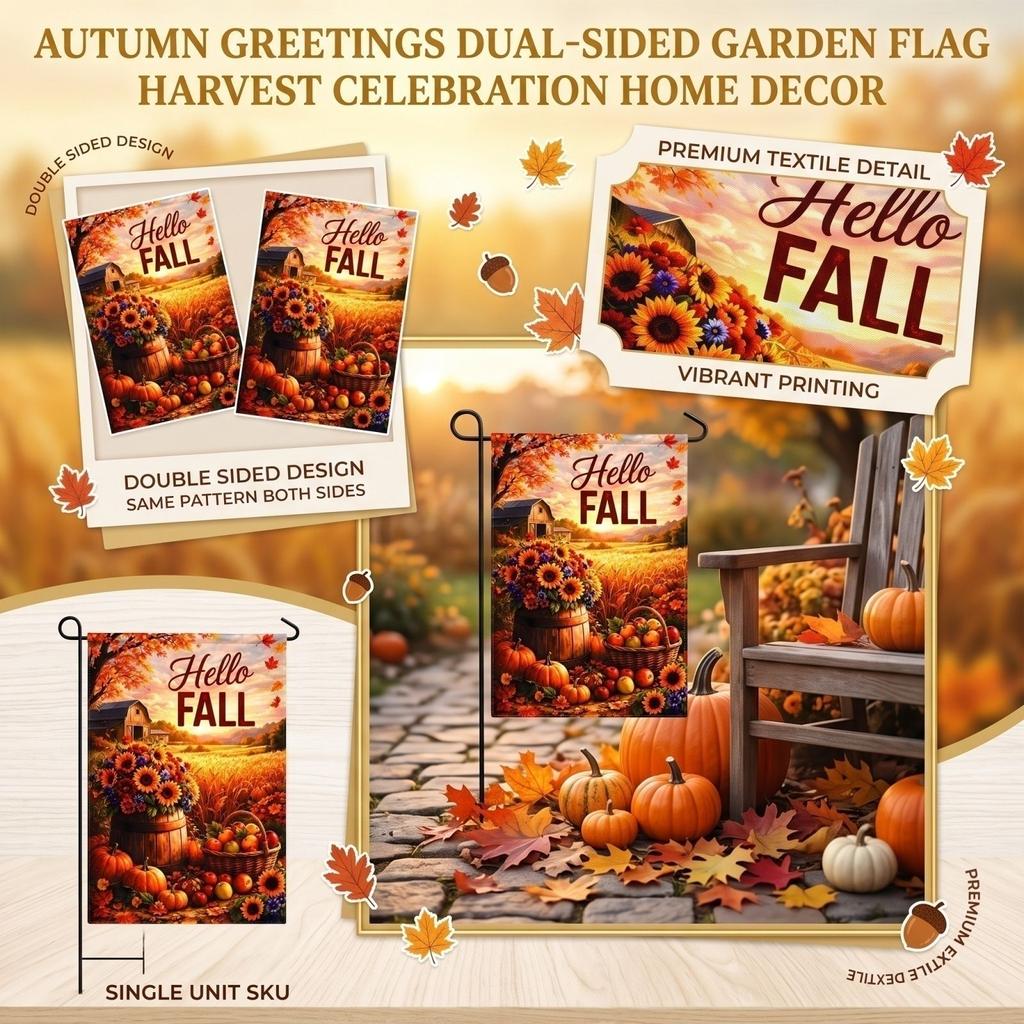 Fall Garden Flag Double-Sided Seasonal Decor for Outdoor Indoor Yard