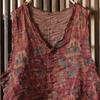Johnature Damen Tank Tops mit Vintage-Print und Blumenmuster und Knopfleiste, V-Ausschnitt, Sommer-Tops im chinesischen Stil