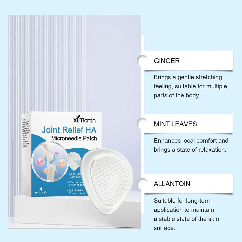 XIMONTH Ízületi Fájdalomcsillapító Mikrotűs Tapasz, gyengéden enyhíti az ízületi és izomzat diszkomfortját és fájdalmát, helyi test- és ízületi ápoló tapasz 4 db